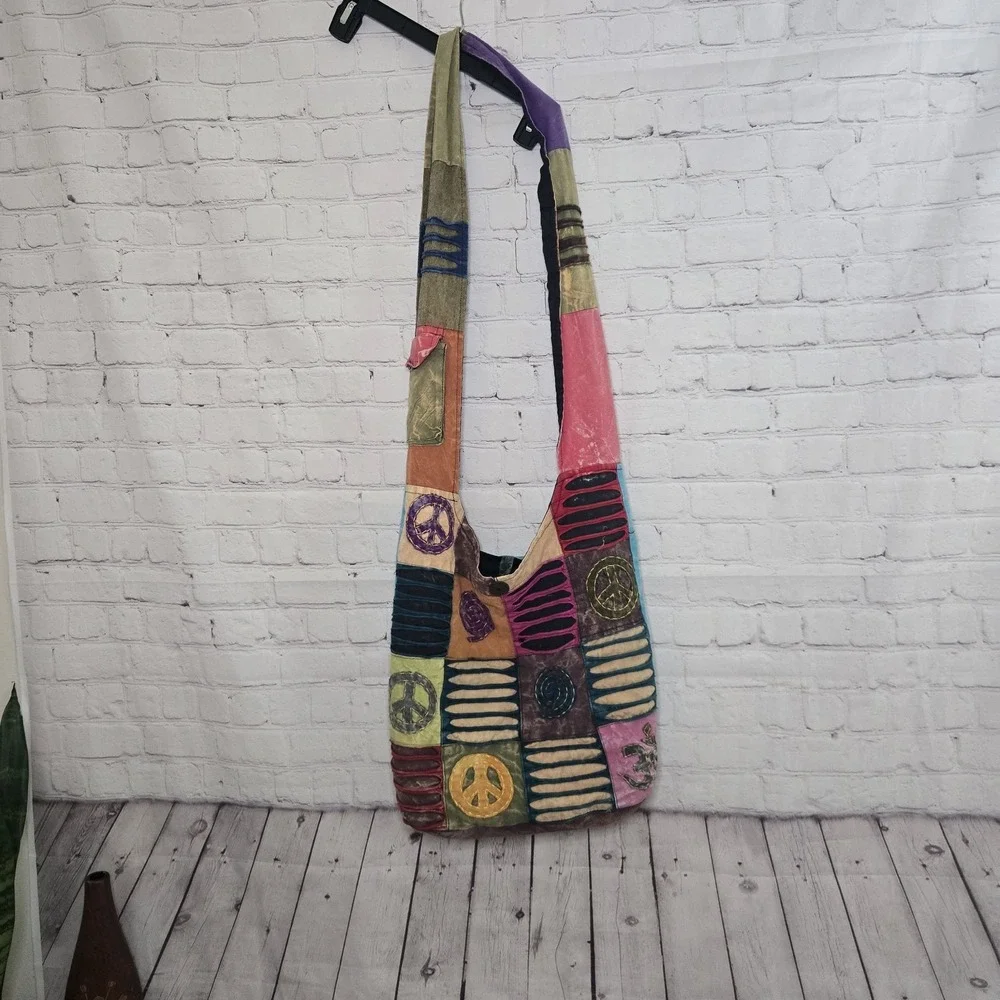 Vintage Patchwork Boho Hippie Crossbody Sling Hobo Bag Cotton
